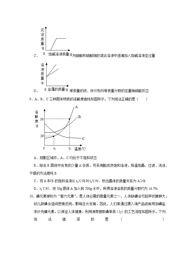 初中化学中考复习 黑龙江省大庆市2020年中考化学试卷(解析版)第3页