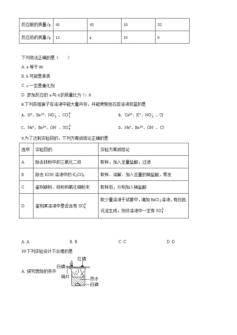 初中化学中考复习 精品解析:甘肃省天水市2020年中考化学试题(原卷版)03