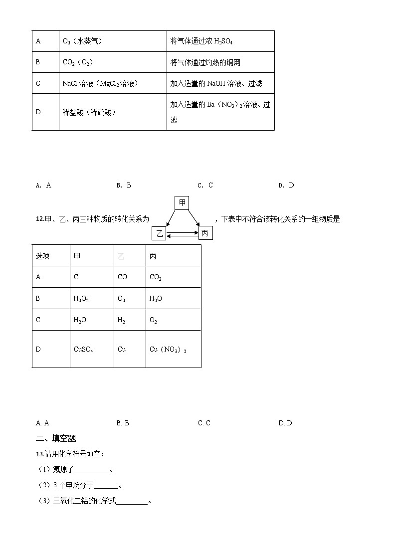 初中化学中考复习 精品解析:湖北省天门、仙桃、潜江、江汉油田2020年中考化学试题(原卷版)03