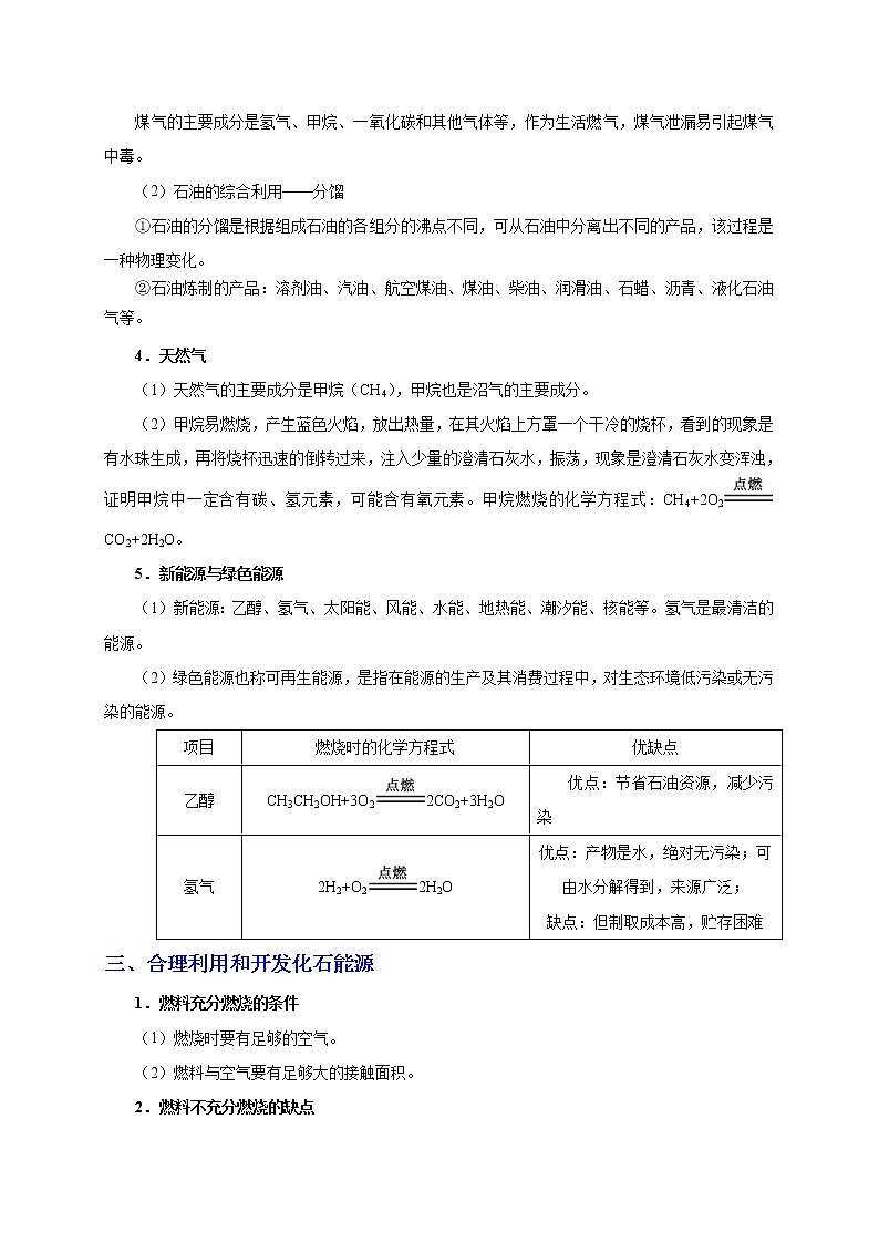 初中化学中考复习 考点22 能源利用-备战2020年中考化学考点一遍过 试卷02