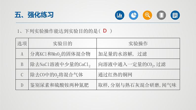 初中化学中考复习 专题01物质的分离与除杂(第2课时)-2022年中考二轮化学【重难点突破】精品课件第5页