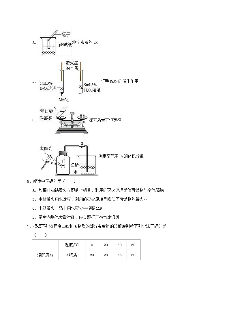 初中化学中考复习 四川省绵阳市平武县南坝中学2019年中考化学模拟试卷(含解析)第2页