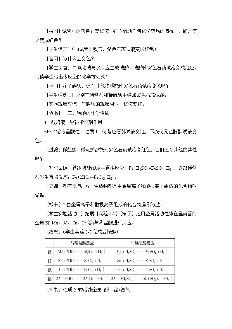 第八章 常见的酸、碱、盐 8.2 常见的酸和碱 第2课时 稀酸的化学性质 课件+教案+素材02