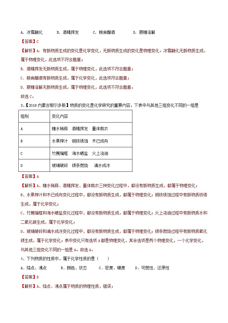 第1章 化学的魅力 单元总结(解析版)第3页