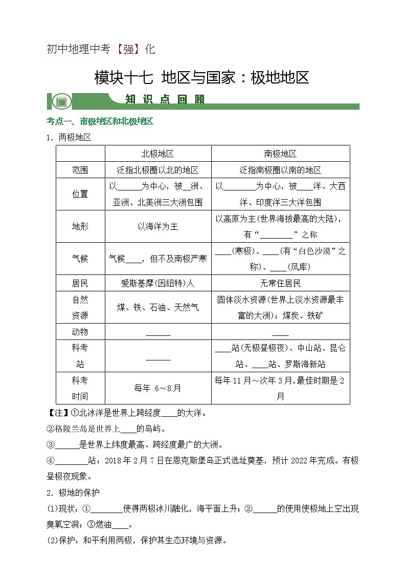 模块17 地区与国家:极地地区(学生版)第1页