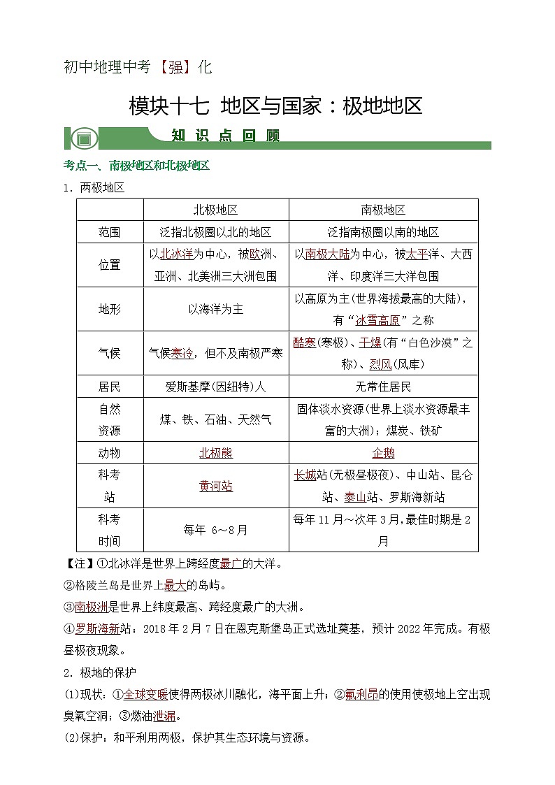 模块17 地区与国家:极地地区(解析版)第1页