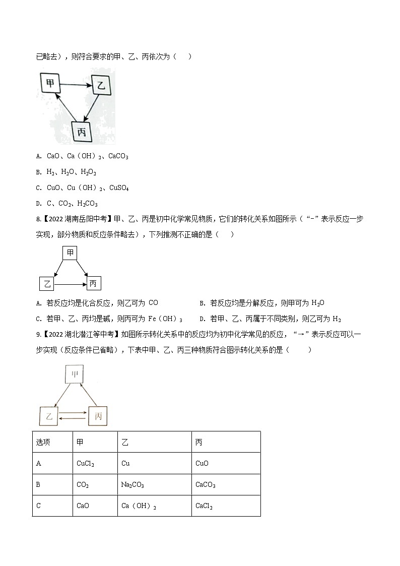 2022年中考化学真题分类汇编 专题16 物质的相互反应与转化(原卷版)第3页
