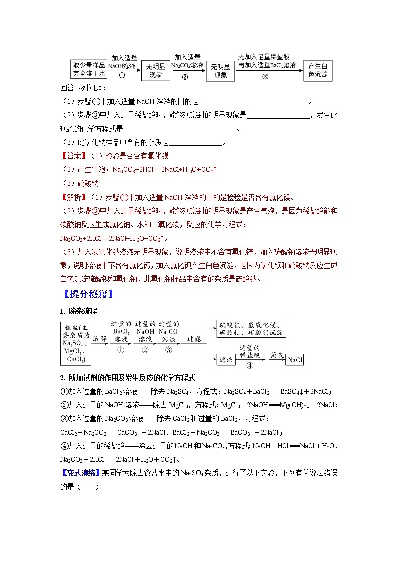 【江苏专用】2023年中考化学二轮重难点题型归纳与练习学案——专题14粗盐提纯 (原卷版+解析版)03