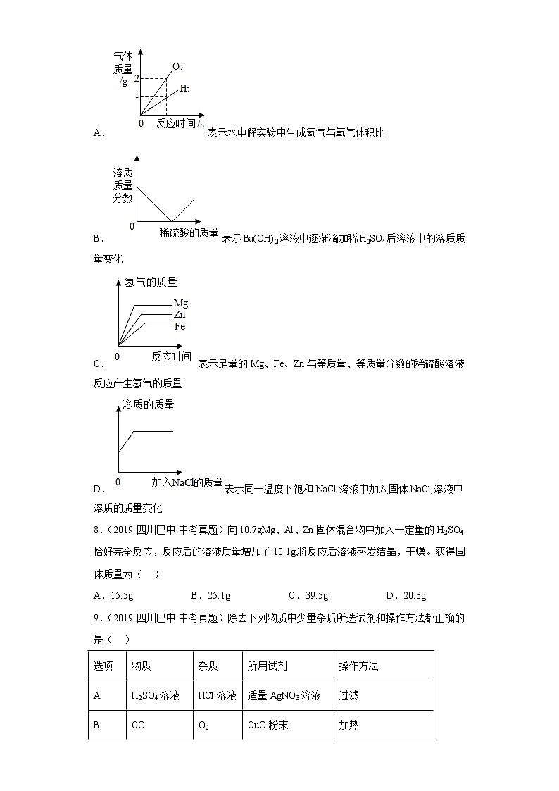 四川省巴中市五年(2018-2022)中考化学真题分题型分层汇编-04身边的化学物质(水、溶液、金属)第3页