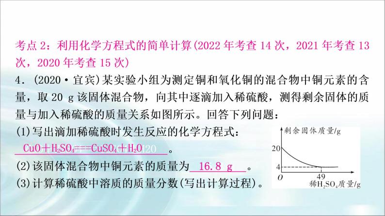 中考化学复习主题十三化学方程式及化学反应类型练习课件07