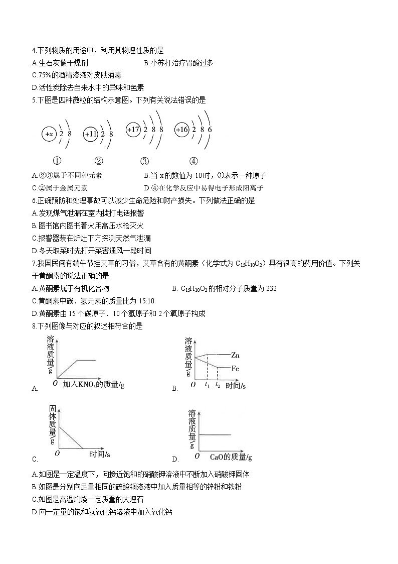 2023年山東省東營市初中學(xué)業(yè)水平模擬考試化學(xué)試題（八）（含答案）第2頁