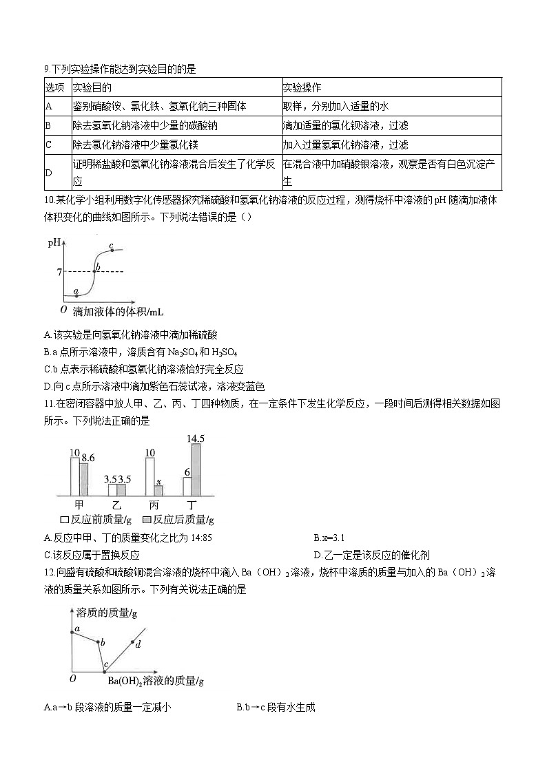 2023年山東省東營市初中學(xué)業(yè)水平模擬考試化學(xué)試題（八）（含答案）第3頁
