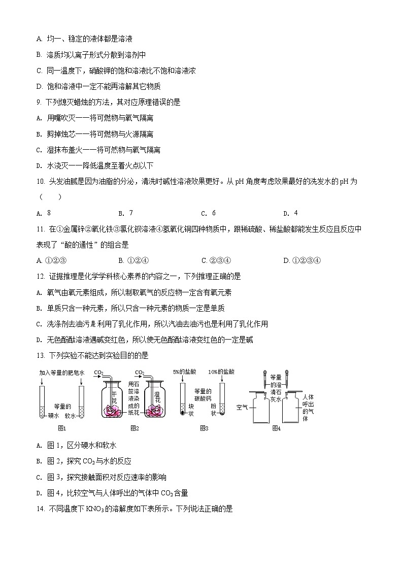 精品解析:辽宁省沈阳市第四十三中学2021-2022学年九年级下学期开学考试化学试题(原卷版)第2页