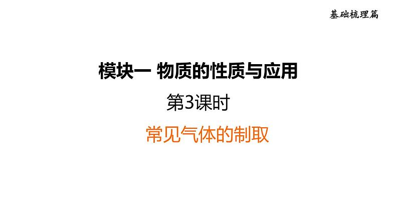 人教版化学中考一轮复习--基础梳理--第3课时 常见气体的制取(课件)第1页