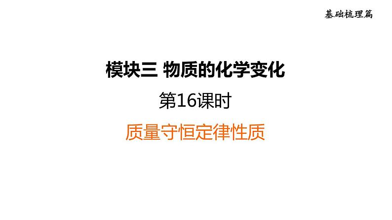人教版化学中考一轮复习--基础梳理--第16课时 质量守恒定律(课件)第1页