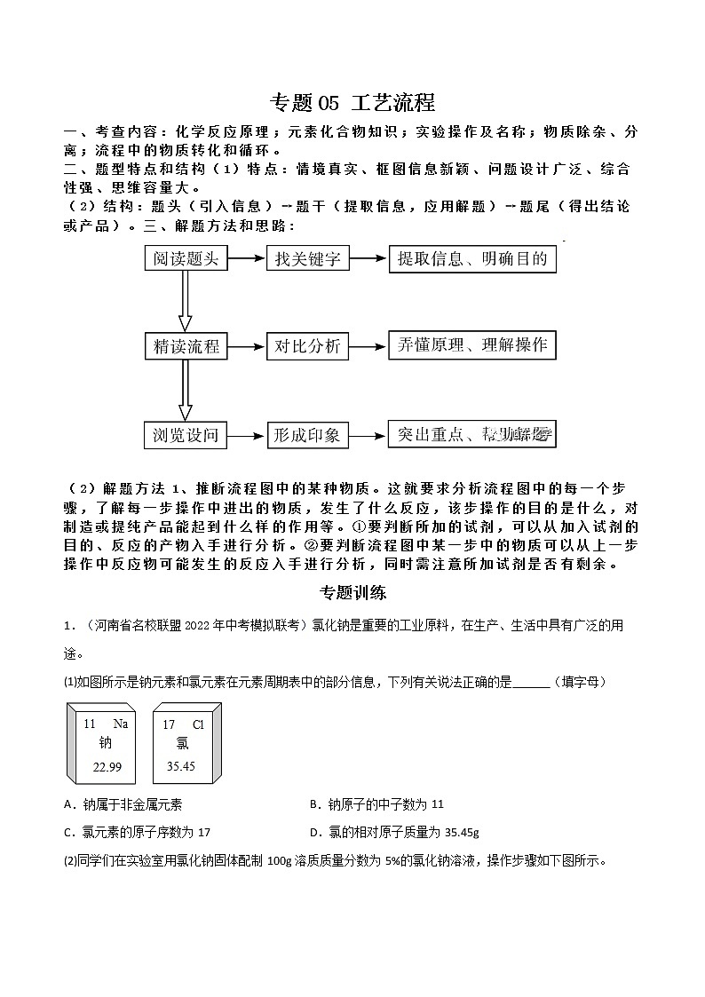 专题 05 工业流程(原卷版+解析版)-2023年中考化学总复习高频考点必刷题(全国通用)01