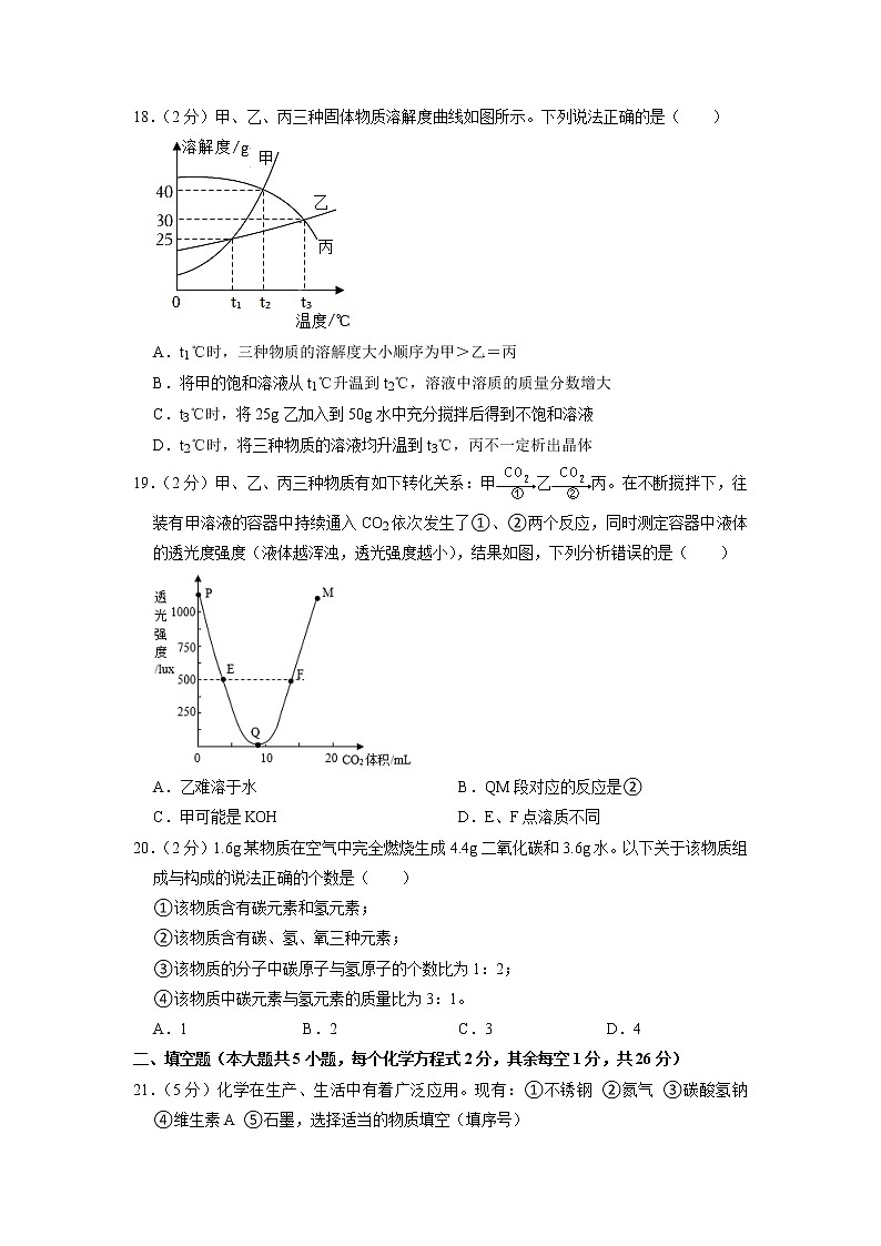 2023年广西南宁市第十四中学中考一模化学试卷03