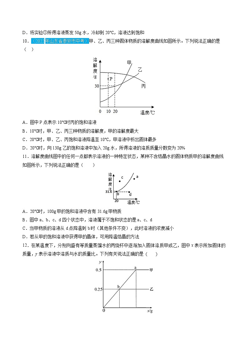第九单元 溶液【习题专练】——2022-2023学年人教版化学九年级下册单元综合复习(原卷版+解析版)03