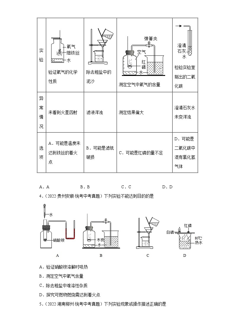 备考2023年中考化学真题专项练习(全国通用)-35测定空气中氧气含量实验02