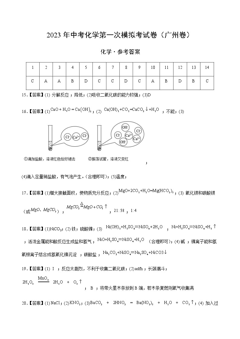 化学（广州卷）-2023年中考第一次模拟考试卷01