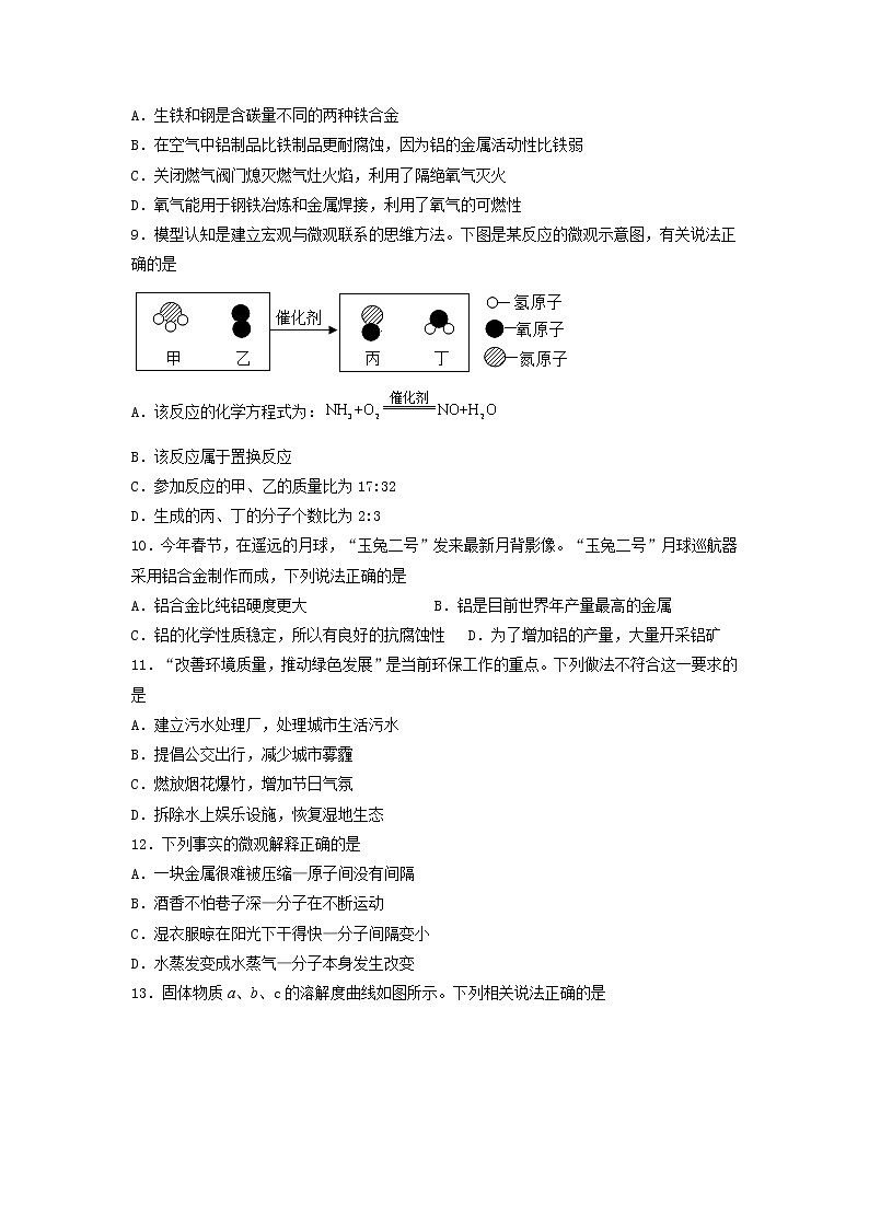 2023年山东省临沂市蒙阴县中考一模化学试题02