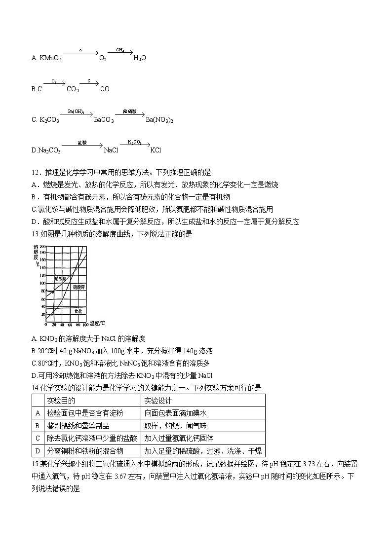 2023年江苏省泰州市泰兴市实验初中集团中考一模化学试题(含答案)03