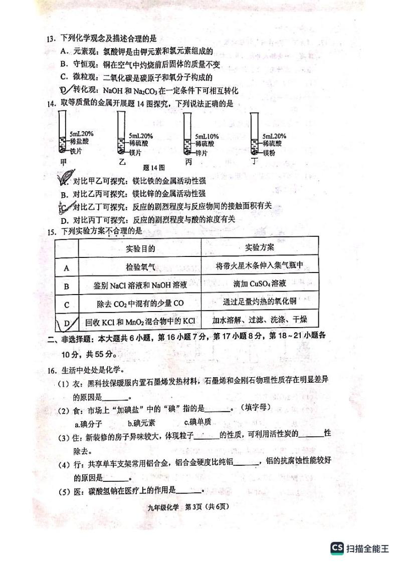 2023年广东省佛山市顺德区一模化学试题（无答案）03