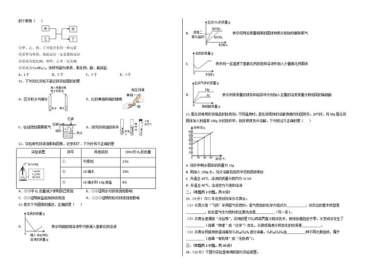 2023年中考第二次模拟考试卷:化学(四川成都卷)(考试版)A3第2页