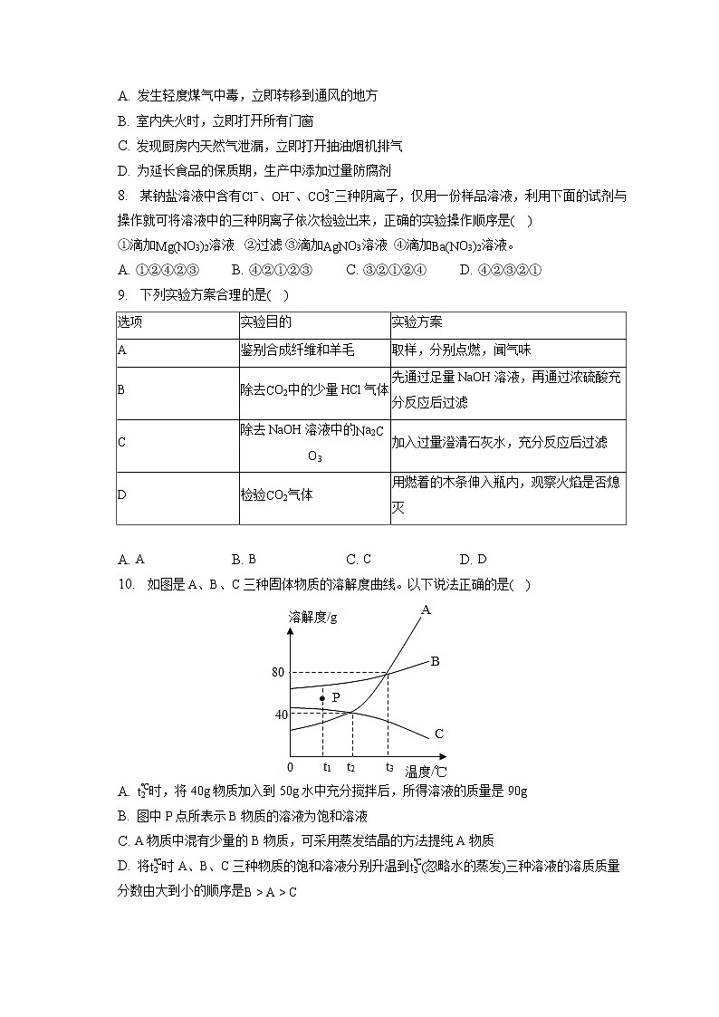 2023年山东省济宁市梁山县寿张集镇中学中考化学一模试卷(含答案解析)02
