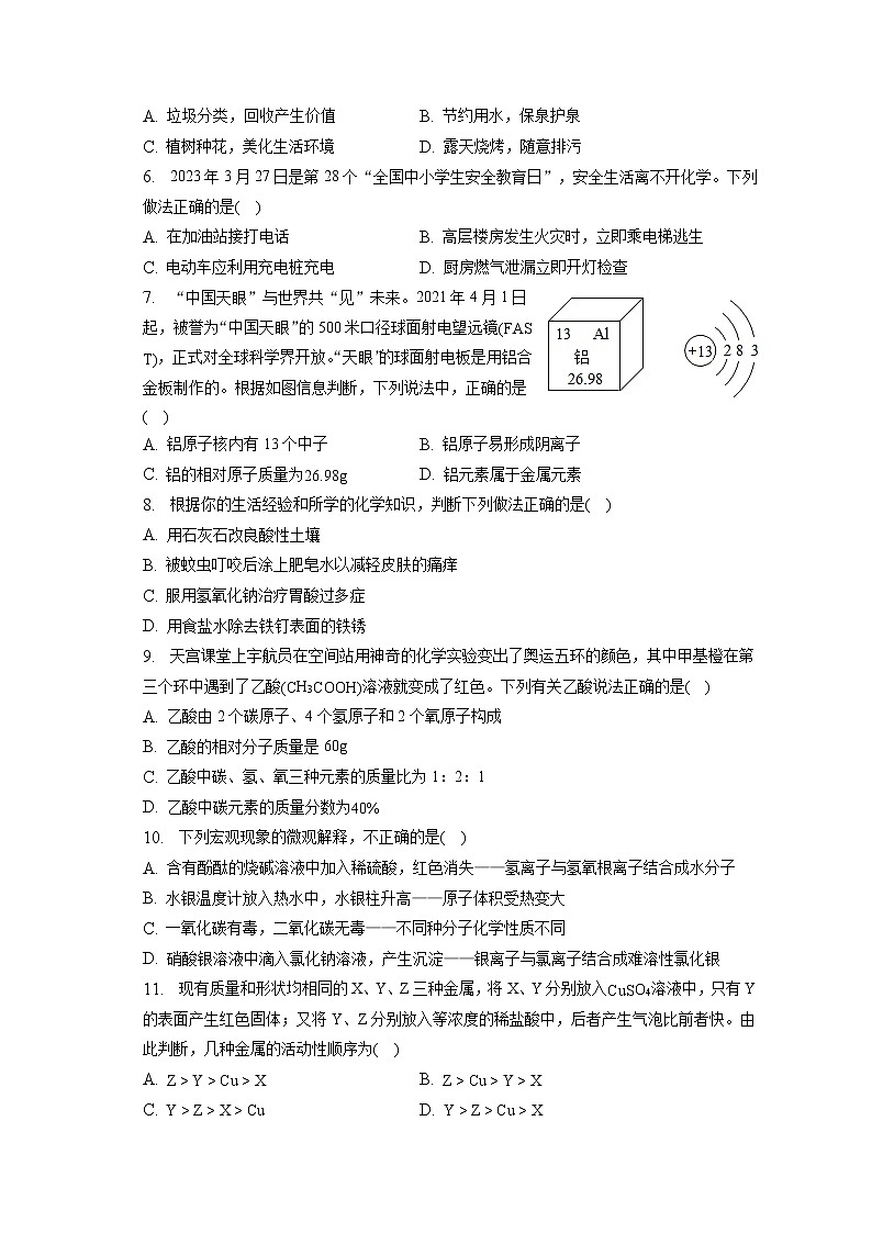 2023年山东省聊城市临清市中考化学一模试卷(含答案解析)02