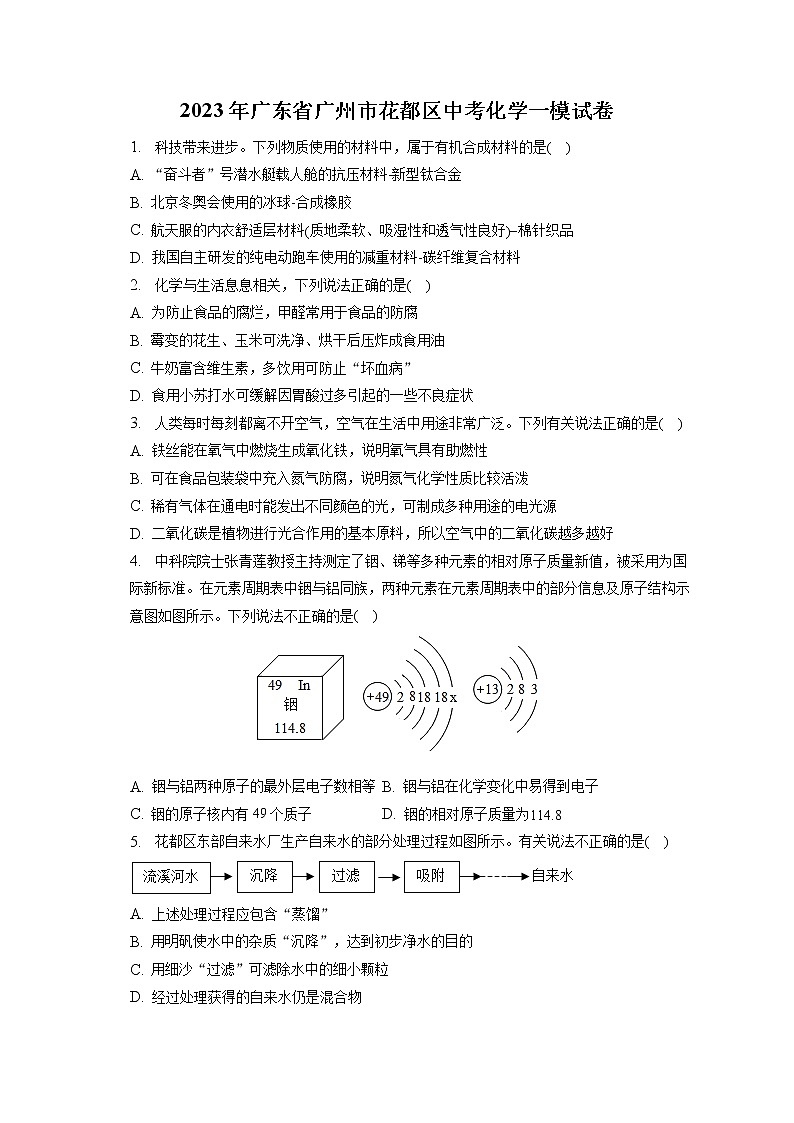 2023年广东省广州市花都区中考化学一模试卷(含答案解析)01