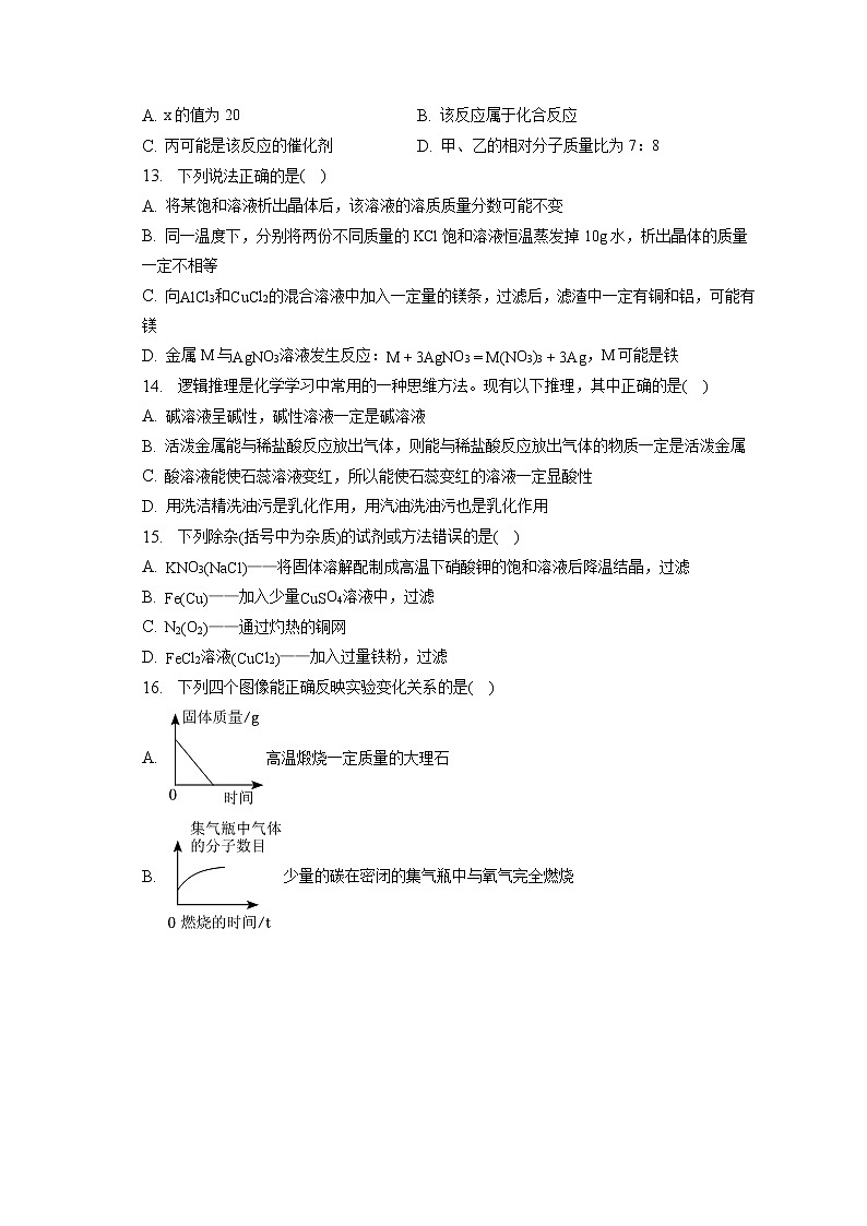 2023年重庆市开州区书院教育集团中考化学第一次适应性试卷(含答案解析)03