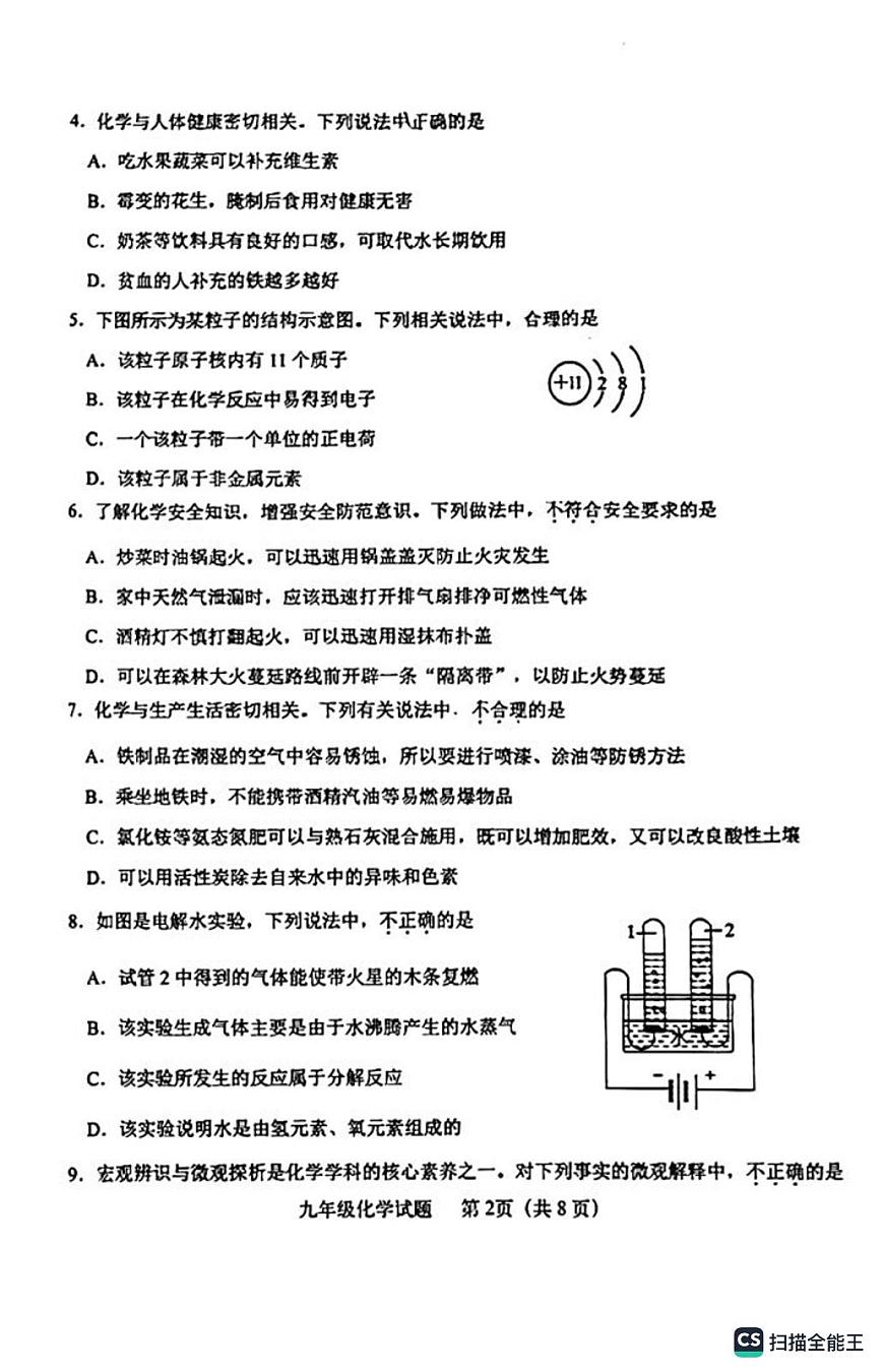 2023年山東省濟(jì)南市天橋區(qū)化學(xué)一模試題（無答案）第2頁