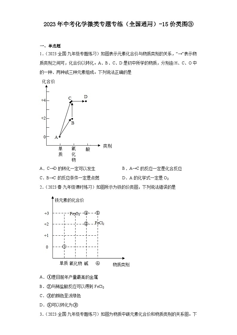 2023年中考化学微类专题专练(全国通用)-15价类图③第1页