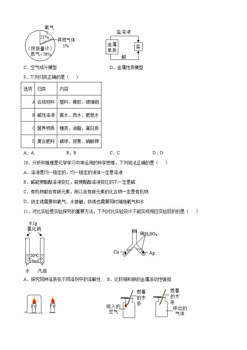 2023年安徽省中考化学仿真模拟试卷(含答案)第3页