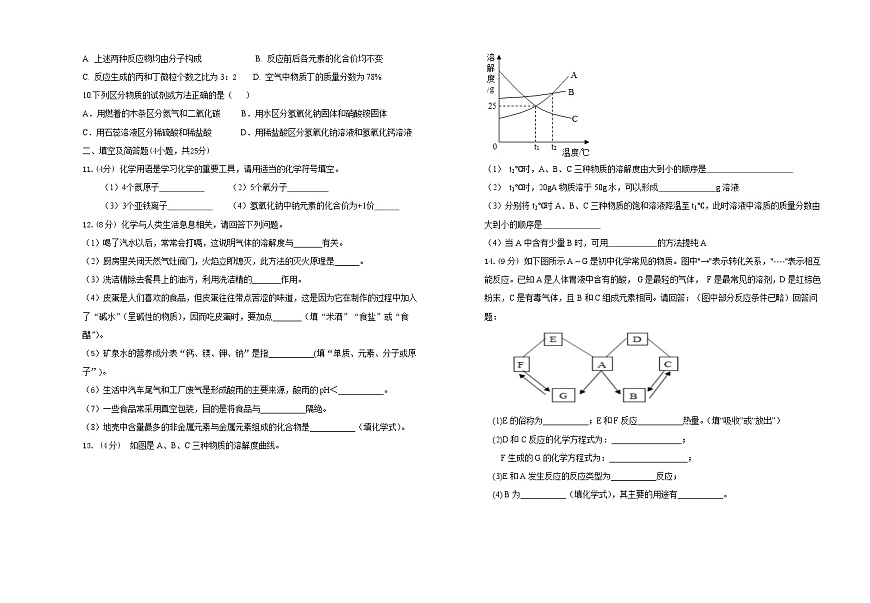 2023年甘肅省平?jīng)鍪械谒闹袑W(xué)第一次中考模擬考試化學(xué)試題（含答案）第2頁
