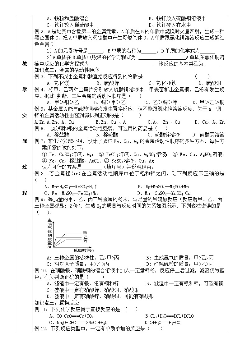 科粤版化学九年级下册 6.2 金属的化学性质 学案第2页