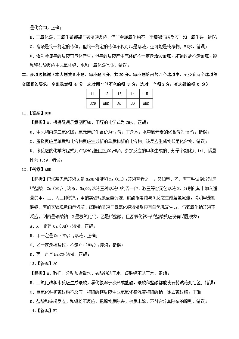 化学(济南卷)-【试题猜想】2023年中考考前最后一卷(全解全析)第3页