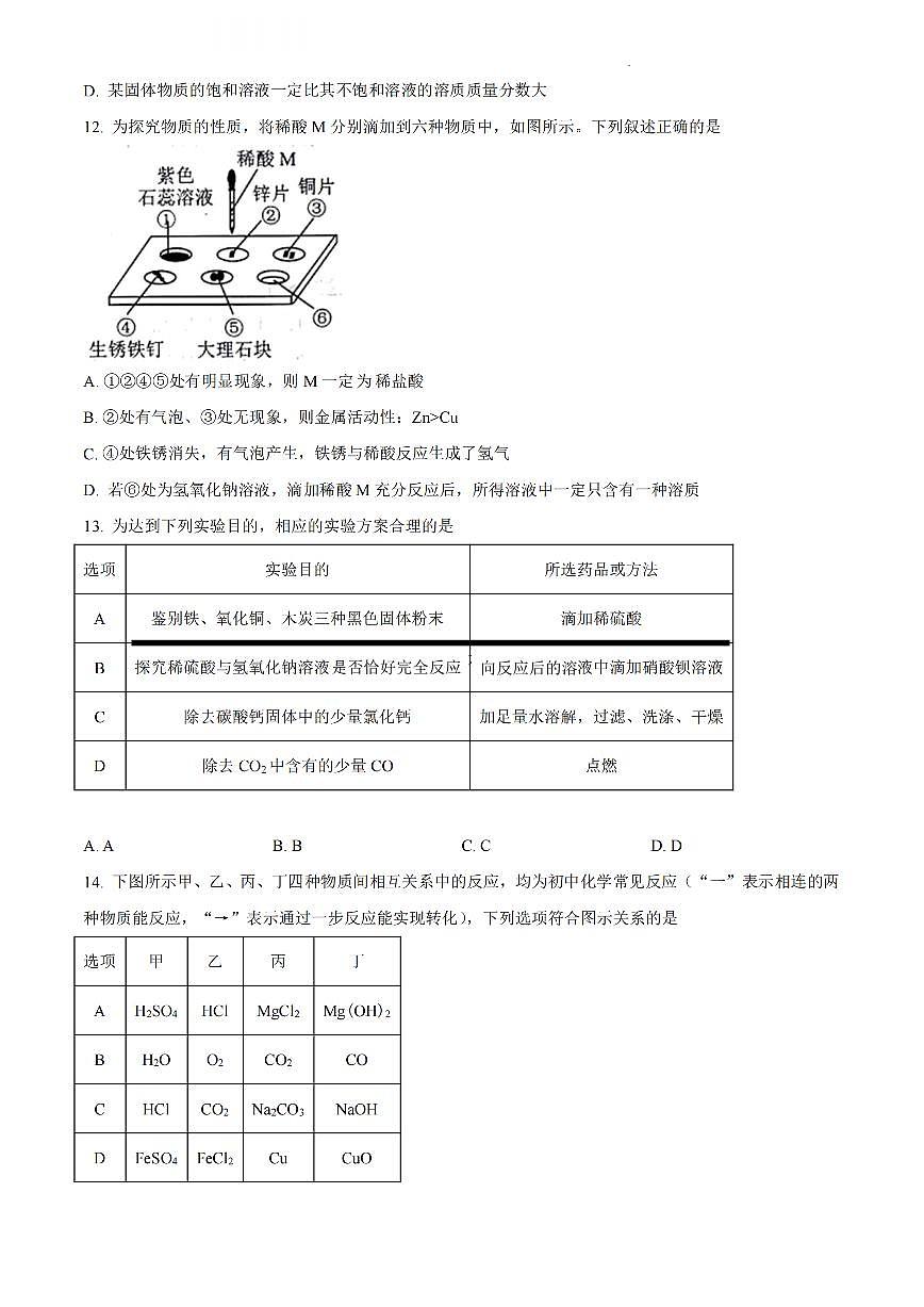 2023年天津南開區(qū)中考二?；瘜W(xué)試卷【含答案PDF版】第3頁