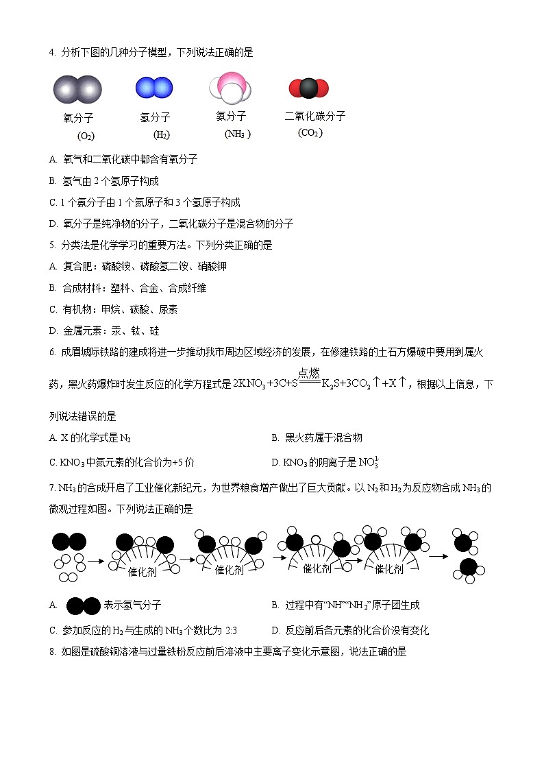 精品解析:2023年四川省成都市天府第七中学执诚学部中考二模化学试题(原卷版)第2页