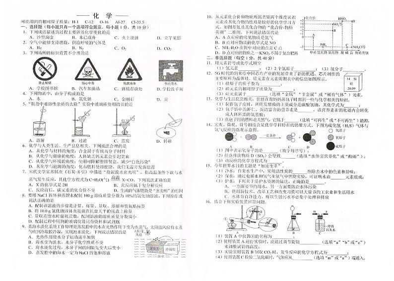2023年吉林省长春市中考一模化学试题01