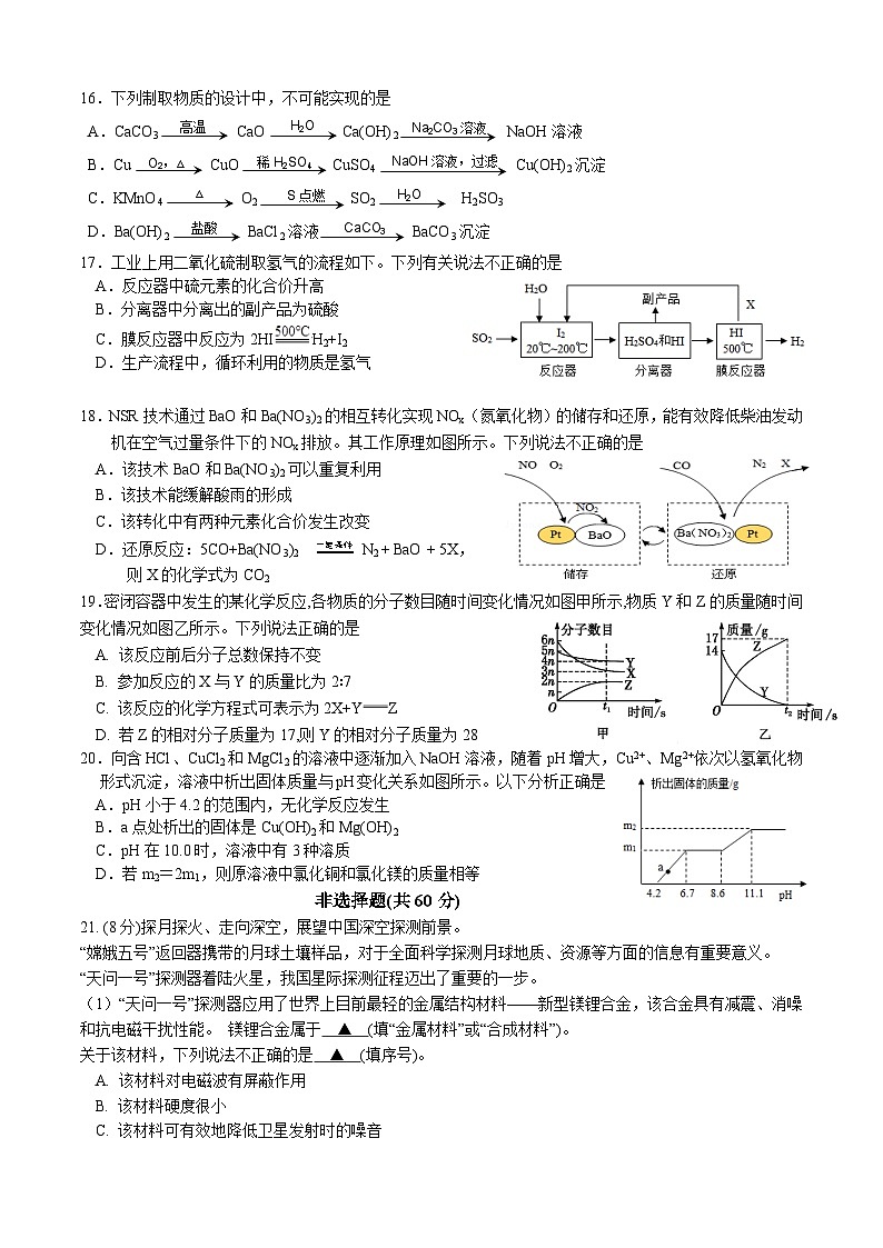 2023年江苏省苏州市工业园区景城学校中考二模调研化学试卷(含答案)03