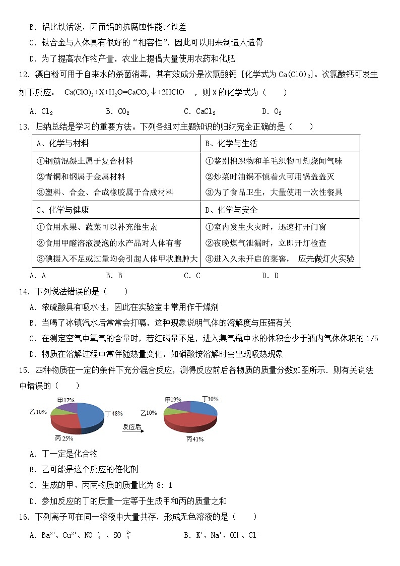 黑龙江省龙东地区2020年中考化学试卷【含答案】03