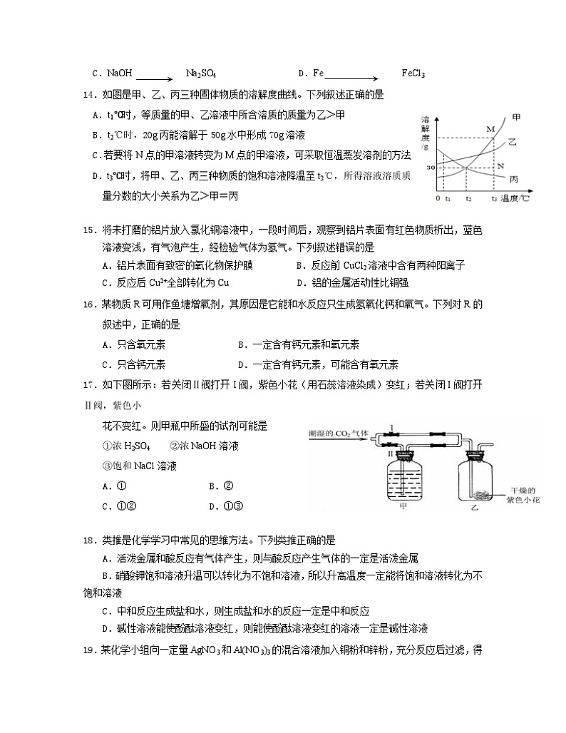 2023届宁夏银川市中考化学阶段性适应模拟试题(3月)含解析03