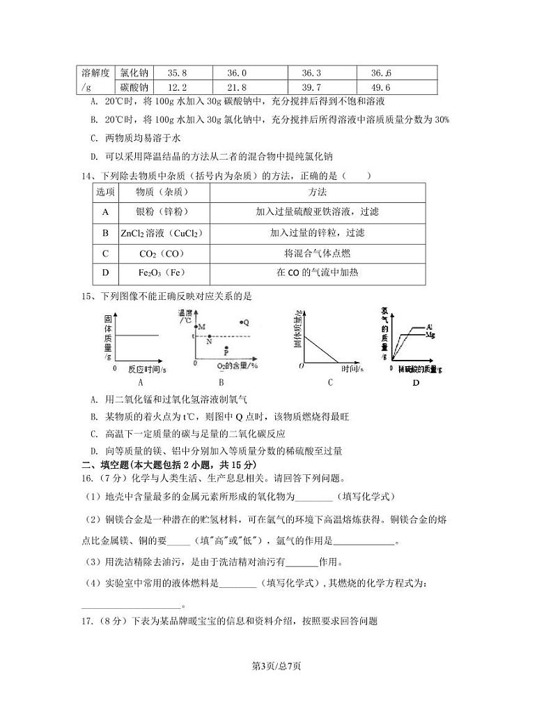 2023届广东省湛江市经开区中考化学阶段性适应模拟试题(3月)含解析03