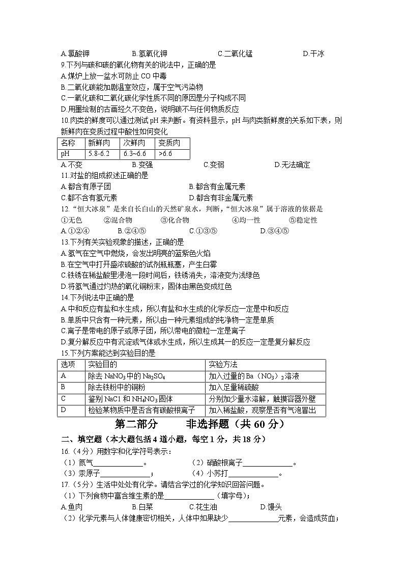 2023年辽宁省葫芦岛市兴城市中考二模化学试题02