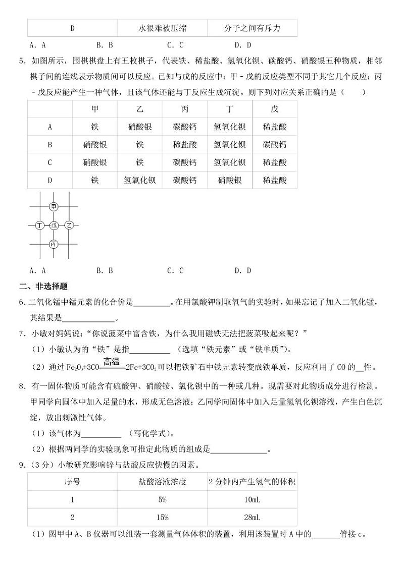 2018-2022年近五年浙江省绍兴市中考化学试卷附真题答案第2页