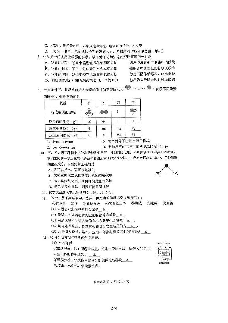 2023年江苏省徐州市沛县树人学校中考三模化学试题02
