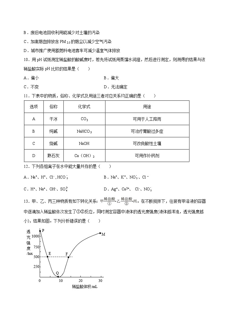 2023年中考化学考前押题超车卷A(南京专用)(原卷版)03