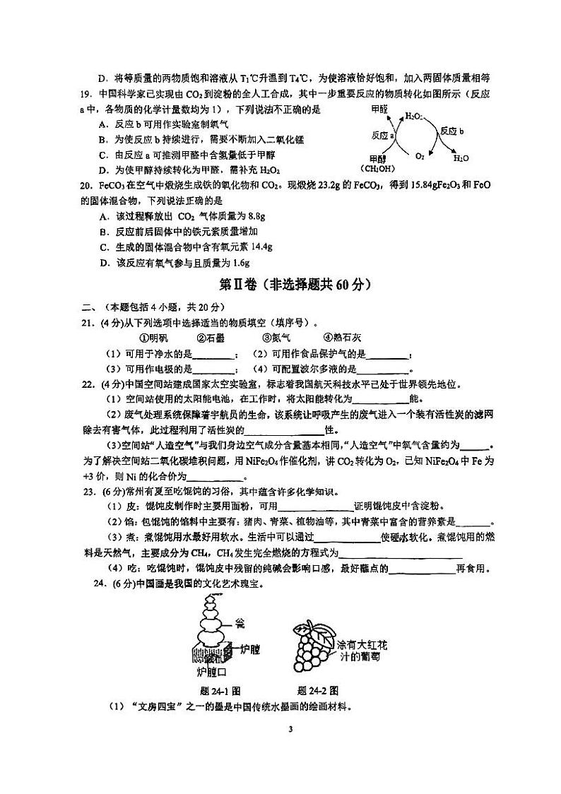 2023年江苏省常州市武进区前黄实验学校中考化学适应性考试卷03